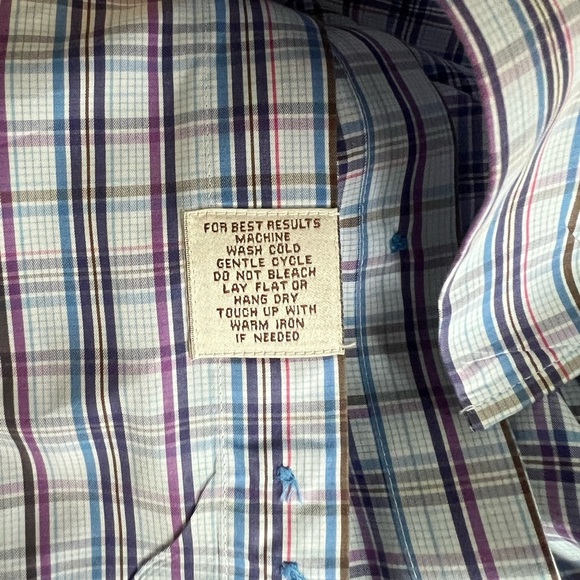 Peter Millar 'Seaside Finish' Short-Sleeve Button Up Plaid Shirt, Blue Green, XL - Picture 7 of 8
